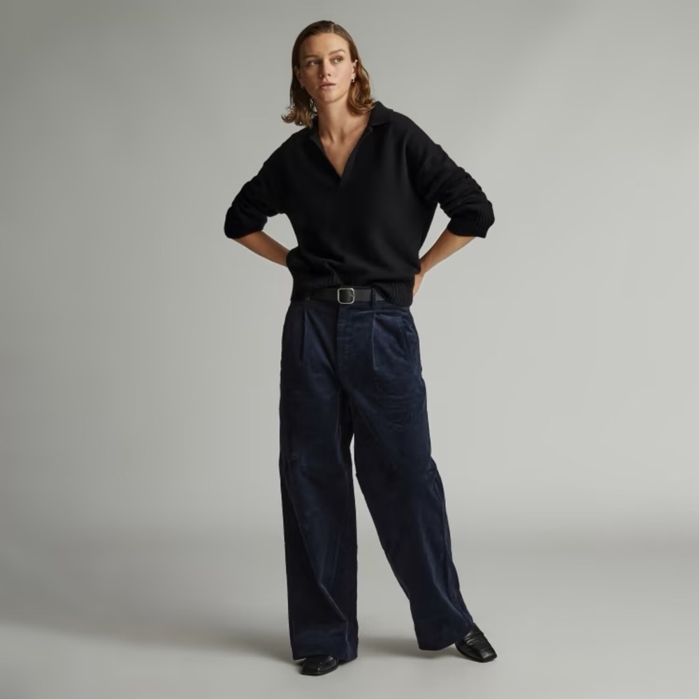 NEW Everlane Women’s Cashmere Polo Black Sweater Size XSmall - Picture 6 of 14